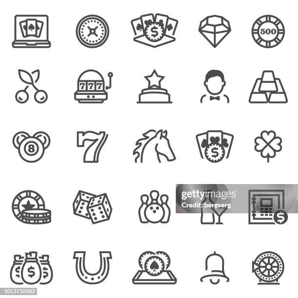 casino and gambling games icons - horse racing vector stock illustrations