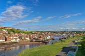 Panorama of Whitby harbour.