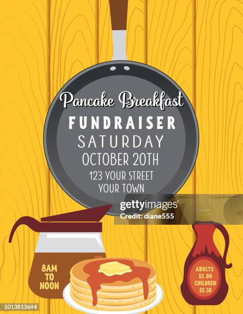 pancake breakfast poster template - pancake stack stock illustrations