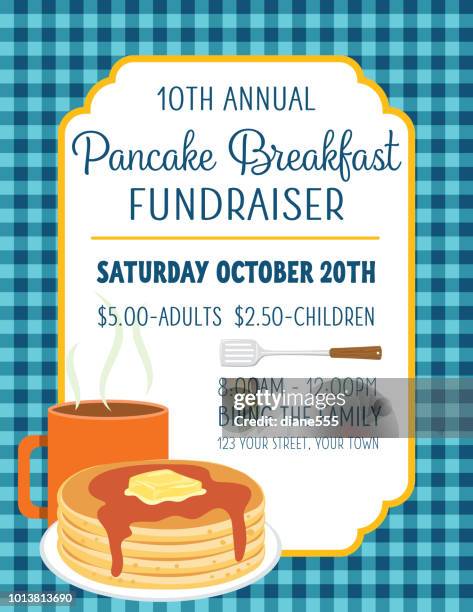 pancake breakfast poster template - pancake stack stock illustrations