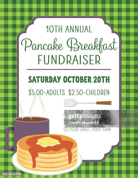 pancake breakfast poster template - pancake stack stock illustrations