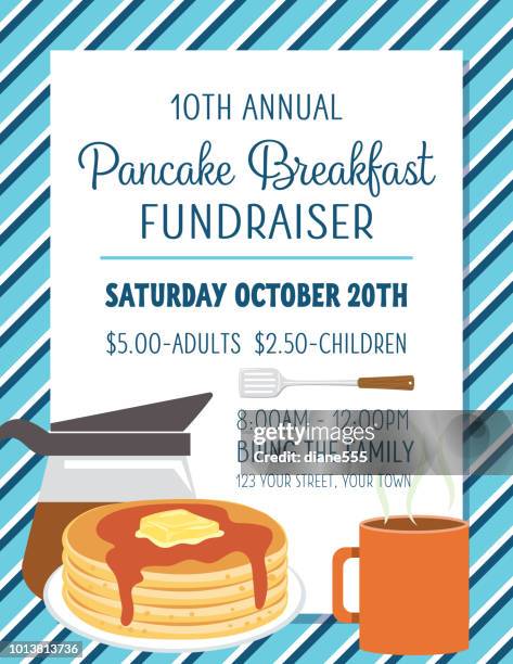 pancake breakfast poster template - pancake stack stock illustrations
