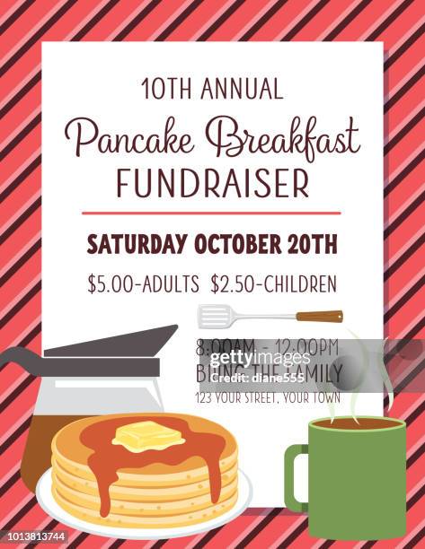 pancake breakfast poster template - pancake stack stock illustrations
