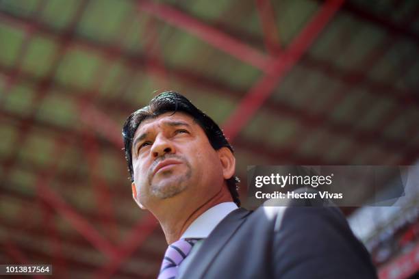 Jose Cardozo Head Coach of Chivas looks on during the third round match between Toluca and Chivas as part of the Torneo Apertura 2018 Liga MX at...