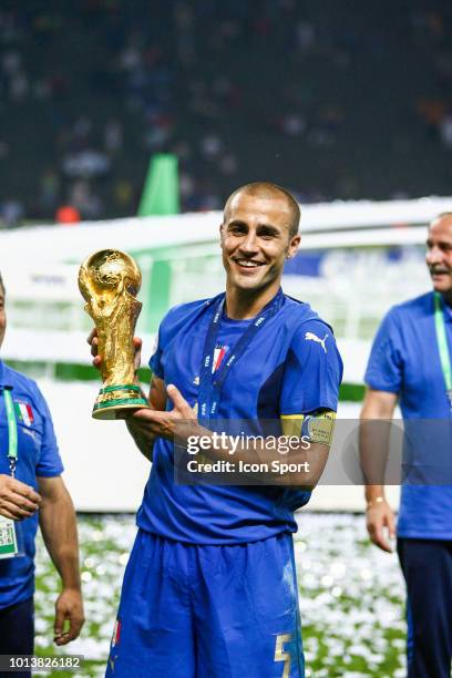 Fabio Cannavaro of Italy celebrates during the World Cup final match between Italy and France at the Olympiastadion in Berlin, Germany, on July 9th,...