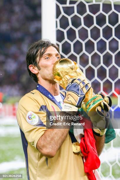 Gianluigi Buffon of Italy celebrates during the World Cup final match between Italy and France at the Olympiastadion in Berlin, Germany, on July 9th,...