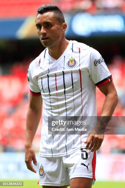 Edwin Hernandez of Chivas looks on during the third round match between Toluca and Chivas as part of the Torneo Apertura 2018 Liga MX at Nemesio Diez...