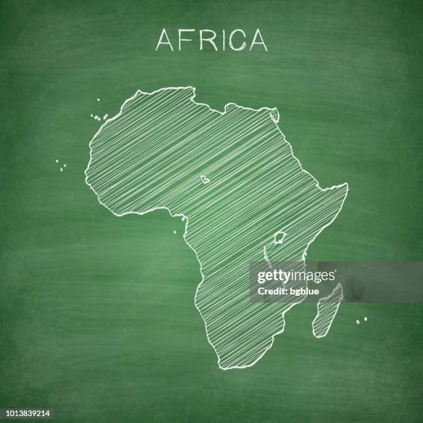africa map drawn on chalkboard - blackboard - réunion stock illustrations