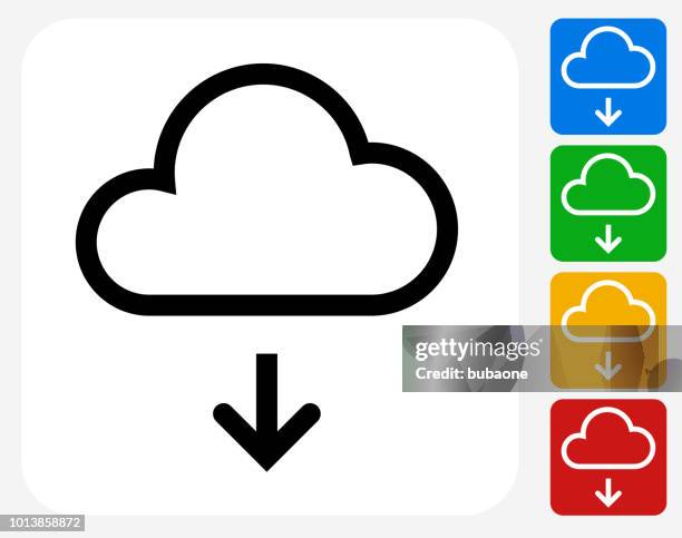 cloud technology with download down arrow icon - multi cloud tech stock illustrations