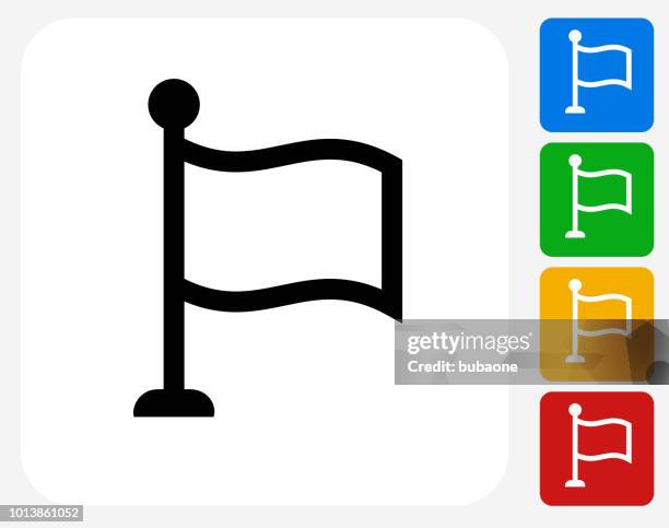 flag icon - flag pole white background stock illustrations