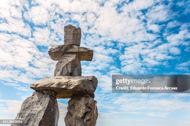 inuksuk in vancouver - inukshuk stock pictures, royalty-free photos & images