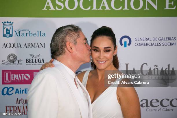 Boris Izaguirre and Vicky Martin Berrocal attend AECC Charity Gala in Marbella on August 5, 2018 in Marbella, Spain.