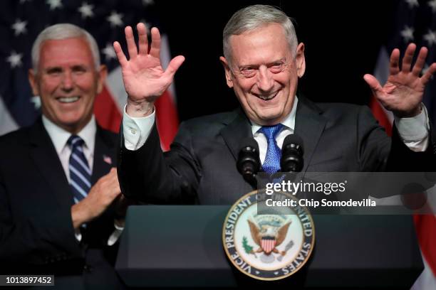 Defense Secretary James Mattis introduces Vice President Mike Pence before he announces the Trump Administration's plan to create the U.S. Space...