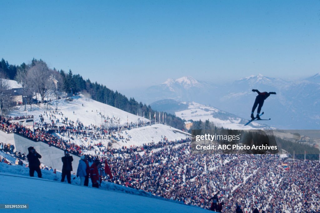 Athlete In Ski Jump Competition In The 1968 Winter Olympics