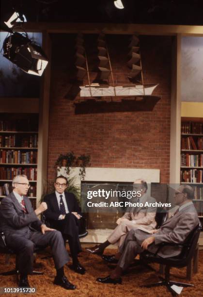 Walter Heller, Alan Greenspan, Dan Cordtz, Bob Clark appearing on Disney General Entertainment Content via Getty Images's 'Issues and Answers'.