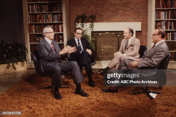 Walter Heller, Alan Greenspan, Dan Cordtz, Bob Clark appearing on Disney General Entertainment Content via Getty Images's 'Issues and Answers'.