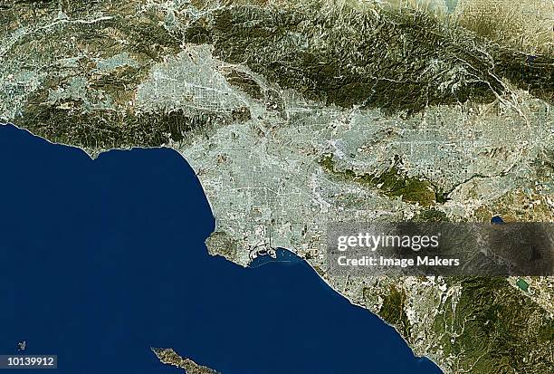 usa, satellite image, los angeles - california map stock pictures, royalty-free photos & images