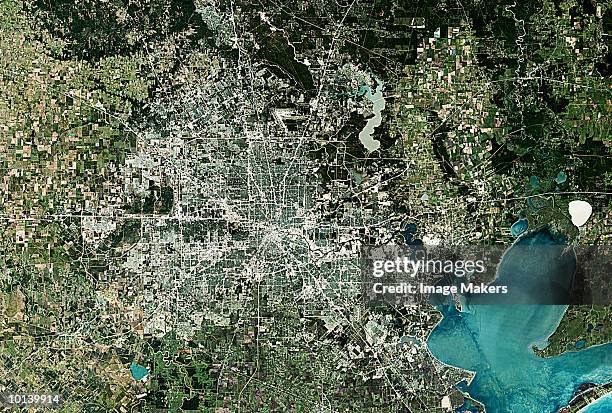 usa, satellite image, houston - texas map ストックフォトと画像