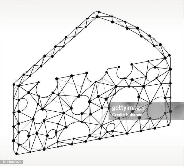 slice of cheese triangle node black and white pattern - cheese slice white background stock illustrations