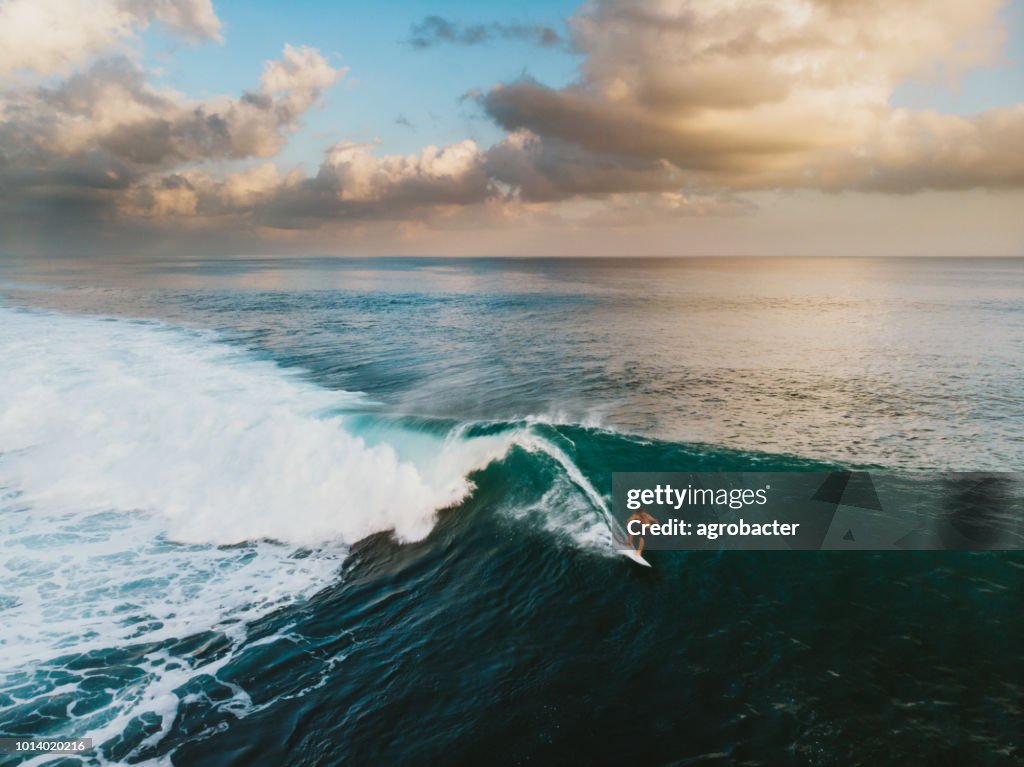 Bali Surf Zone Surfer Riding a Wave