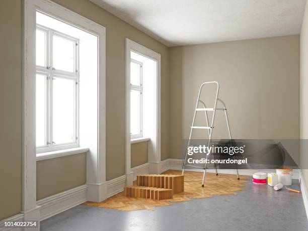 appartamento durante la ristrutturazione. concetti di miglioramento della casa - house painting foto e immagini stock