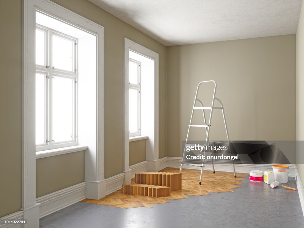 Appartement tijdens renovatie. Het huisverbetering concepten