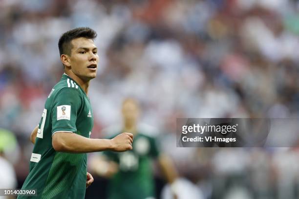 Hirving Lozano of Mexico during the 2018 FIFA World Cup Russia group F match between Germany and Mexico at the Luzhniki Stadium on June 17, 2018 in...