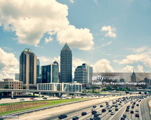 usa, georgia, atlanta, cityscape with skyscrapers - atlanta georgia street stock pictures, royalty-free photos & images