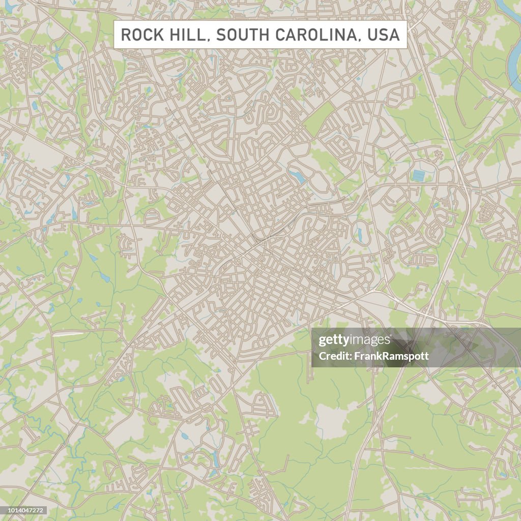 Rock Hill, South Carolina USA Stadtstraße Karte