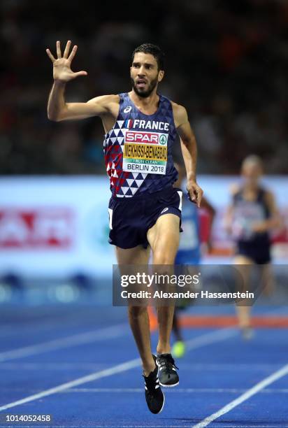 Mahiedine Mekhissi-Benabbad of France celebrates winning Gold in the Men's 300m Steeplechase during day three of the 24th European Athletics...