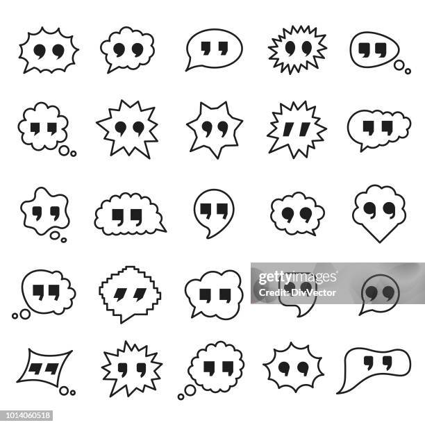 quotation mark icons - quotation marks stock illustrations