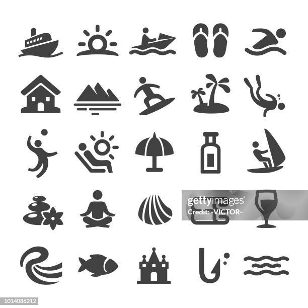 beach and vacation icons - smart series - beach volleyball stock illustrations