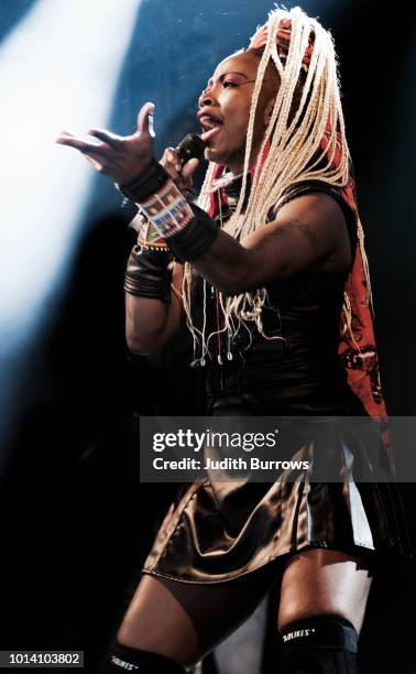 Dobet Gnahore, from Cote d'Ivoire, performs on stage at the Womad Festival 2018 at Charlton Park on July 28, 2018 in Malmesbury, England.