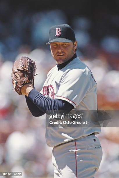Roger Clemens, pitcher for the Boston Red Sox on the mound during the Major League Baseball American League West game against the Oakland Athletics...