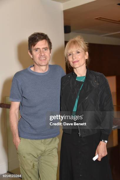 Paul Higgins and Amelia Bullmore attend the press night after party for "Aristocrats" at The Hospital Club on August 9, 2018 in London, England.