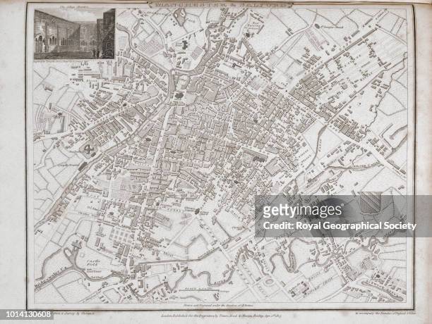 Map of Manchester and Salford Plate 70 from 'The British Atlas', published by Vernor, Hood & Sharpe, London, 1810. Scale 1:15,840. This map was drawn...