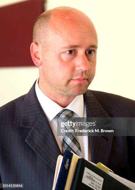 Ventura County Deputy Prosecuting Attorney Thomas William Dunlevy speaks outside the courtroom in Ventura Superior Court concerning the Heather...