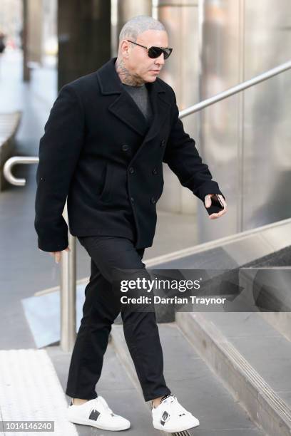 Ex-Bandido Bikie Toby Mitchell is seen outside the Melbourne County Court on August 10, 2018 in Melbourne, Australia. Mitchell pleaded guilty last...