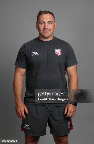 Trevor Woodman, the Gloucester scrummaging coach poses for a portrait during the Gloucester Rugby squad photo call for the 2018-19 Gallagher...