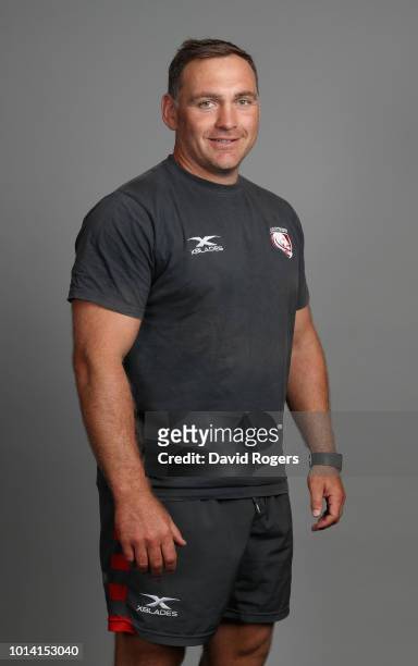 Trevor Woodman, the Gloucester scrummaging coach poses for a portrait during the Gloucester Rugby squad photo call for the 2018-19 Gallagher...