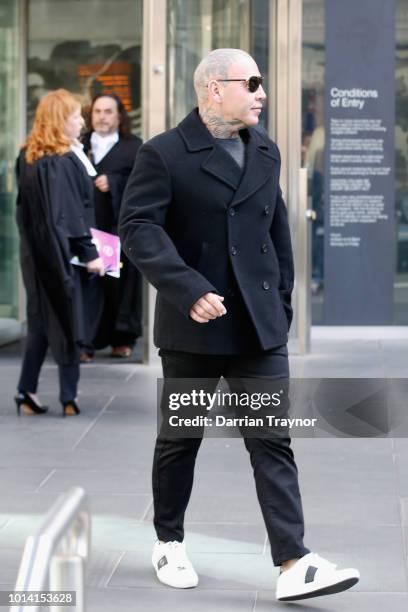 Ex-Bandido Bikie Toby Mitchell is seen outside the Melbourne County Court on August 10, 2018 in Melbourne, Australia. Mitchell pleaded guilty last...