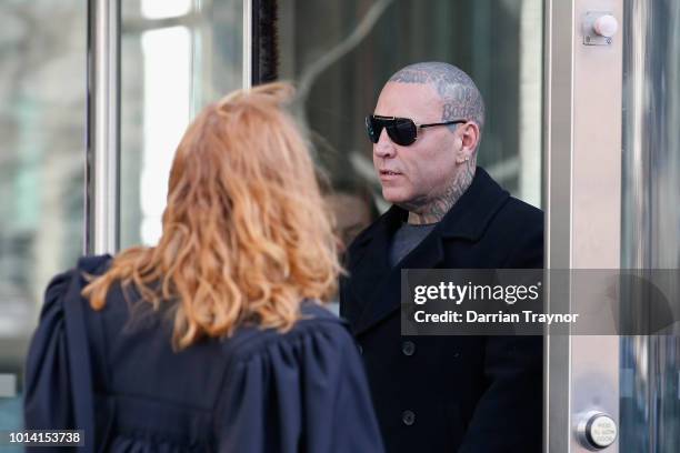 Ex-Bandido Bikie Toby Mitchell is seen outside the Melbourne County Court on August 10, 2018 in Melbourne, Australia. Mitchell pleaded guilty last...