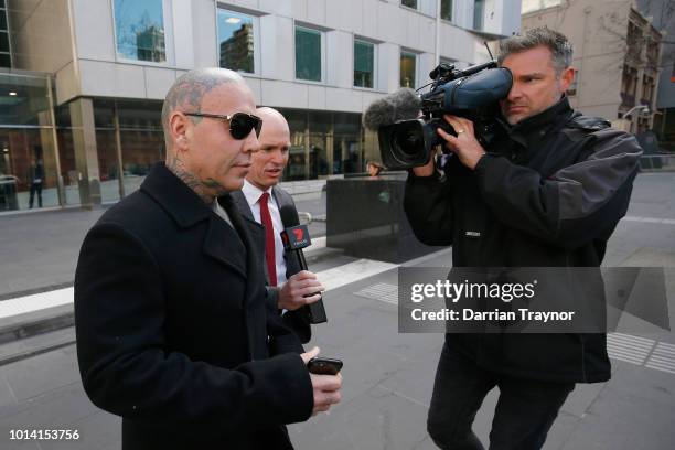 Ex-Bandido Bikie Toby Mitchell is seen outside the Melbourne County Court on August 10, 2018 in Melbourne, Australia. Mitchell pleaded guilty last...