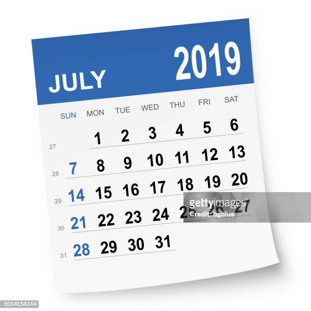 illustrations, cliparts, dessins animés et icônes de calendrier de juillet 2019 - 2019