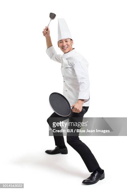 cheerful chef cooking - kung fu pose stock pictures, royalty-free photos & images