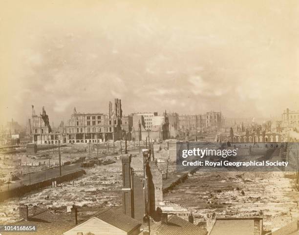 Chicago after the fire of 1871, The 'Great Chicago Fire' started in the cowbarn at the rear of the Patrick O'Leary cottage at 137 DeKoven Street on...