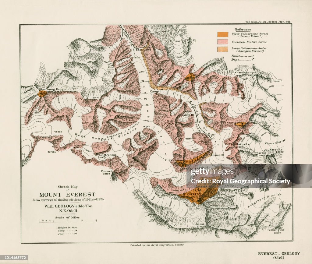 Emereston Map Sketch map of Mount Everest, From the surveys of the expeditions of ...