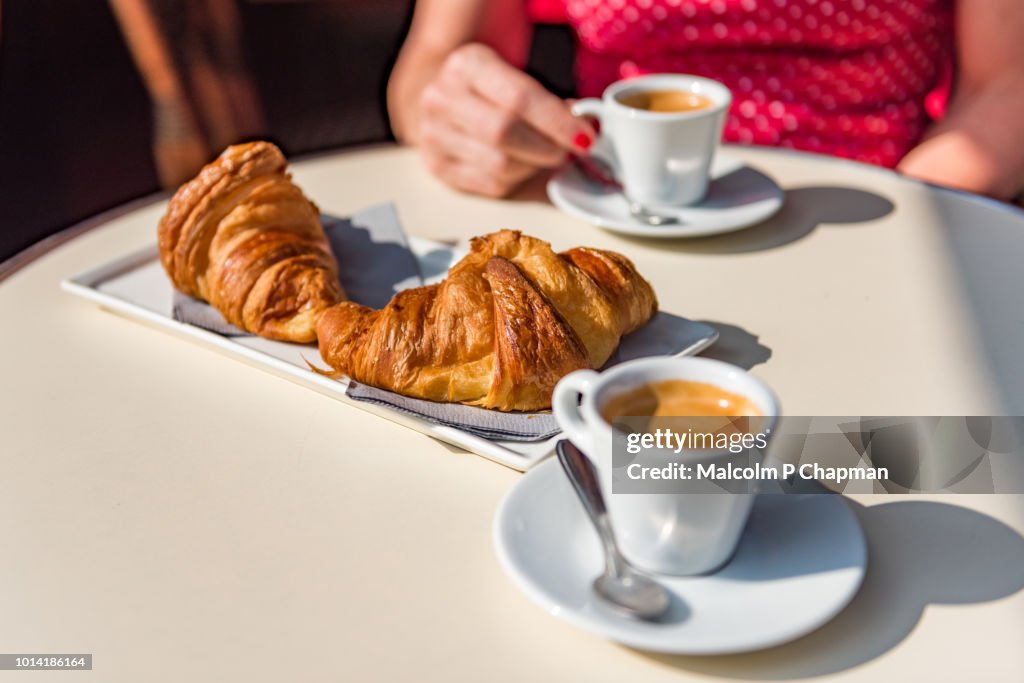 Croissants and coffee - a typical Parisian breakfast