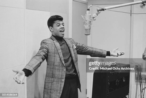 American soul and funk musician Jimmy Castor in a recording studio, 1966.