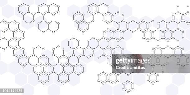 illustrazioni stock, clip art, cartoni animati e icone di tendenza di esagoni scientifici - molecola